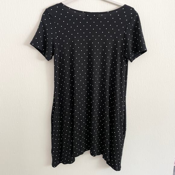 Fighting Eel Hawaii Womens Short Sleeve Mini Dress M Black White Polka Dot - Picture 2 of 11